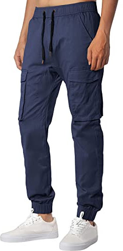 Mens Four Seasons Street Leisure Sports Multi Pocket Drawstring Strap Solid Color Woven Cargo Pants Veste Marine Homme