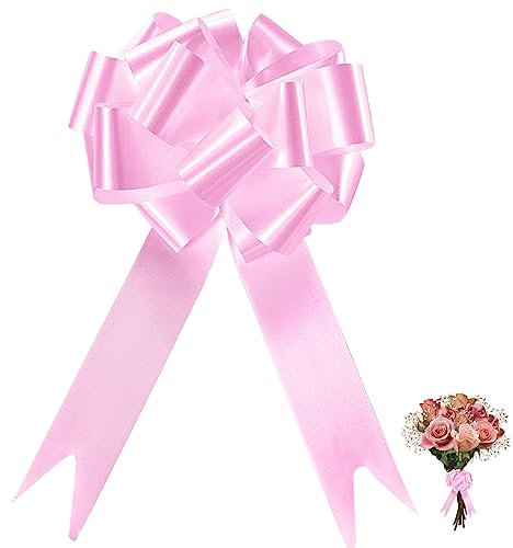 VakiReyy 100 Pezzi Fiocco Rosa,Coccarde Autotiranti Fiocco,Fiocco Nascita Rosa,12cm Fiocchi Auto Matrimonio,Coccarde Fiocco Matrimonio