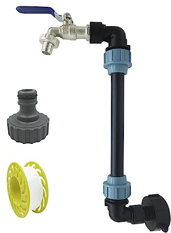 SyiXute 1 Sets IBC Collo di Cigno 3/4,Adattatore IBC S60X6 con Presa Rubinetto e Portagomma per IBC Cisterna Acqua Piovana 1000 Litri