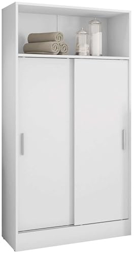 Miroytengo Armario Auxiliar para Baño Multiusos con 2 Puertas Correderas en Melamina Color Blanco 81x157 cm