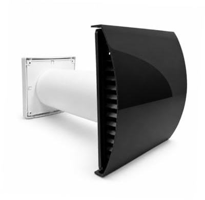 Fantronix 100mm Passive Wall Vent Kit with Filter, Black | Fresh-Air Inlet With External Baffle To Help Reduce Draughts, Wind Noise, Condensation And Damp.