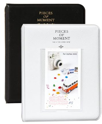 Fotoalben, 2 x 64 Taschen, Album für Fujifilm Mini 7s 8 8+ 9 25 26 50s 70 90 Sofortbildkamera-Namenskarte, Fotobuch für PIC-300P/Z2300, Rauchweiß und Schwarz