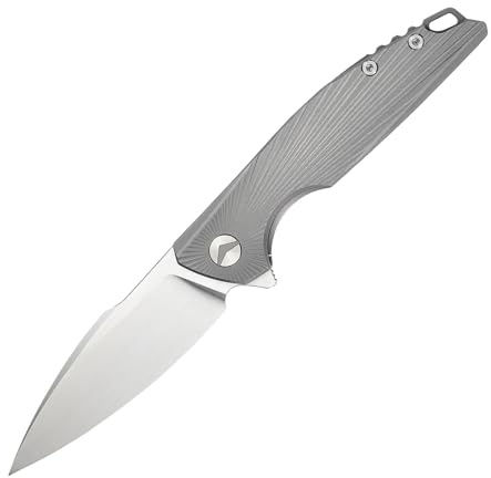 FerraMonster Taschenmesser Klappmesser Outdoor Messer Survival Messer EDC Einhandmesser mit Taschenclip, Tasche - M390 Stahl, Griff mit Titan - Männer Geschenk (Grey - 02)