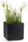 HowHomely Pot de fleurs, noir, 40 x 39 x 39 cm, grand, bac à plantes, sur roulettes, avec bouchon d'évacuation, aspect béton, pour jardin et terrasse