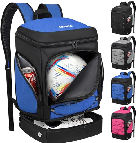 Ciihars Fußball-Rucksack, Fußballtasche mit Ballhalter, inklusive separatem Schuh- und Ballfach, Sportausrüstungstaschen, passend für Basketball, Volleyball, Fußball