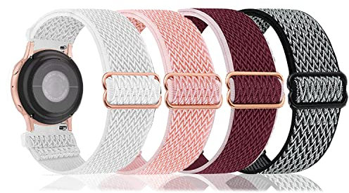4-Pack Elastic Nylon Straps - 18mm, 19mm, 20mm, 22mm Quick Release Watch Band - Replacement Strap for Samsung Galaxy/Garmin/Fossil/Amazfit/Huawei Watch