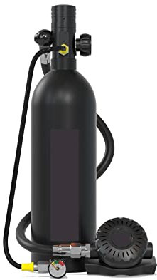 HTQFDC Tauchflasche, 1 l Fassungsvermögen, kleine maßgeschneiderte Tauch-Atemschutzmaske, kann für Unterwasser-Atemgeräte für Erwachsene verwendet werden, um sanfter zu atmen (Farbe: Nero, Größe: 1 l)