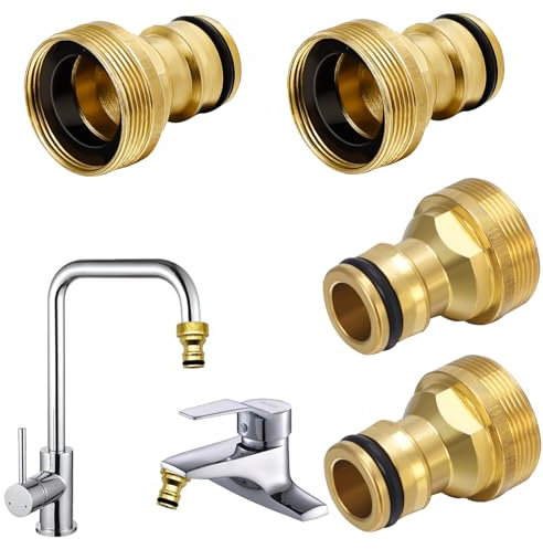 taonganui 4 Stück Universal-Wasserhahnanschluss für Mischbatterie, Gartenschlauch Anschluss Schlauchadapter Gardena Wasserhahn Adapter Schlauchkupplung Schnellkupplung Adapters Anschluss