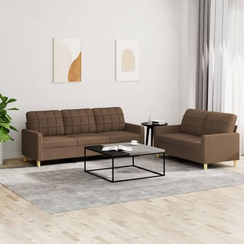 LAPOOH 2-TLG. Sofagarnitur mit Kissen Braun Stoff, Sofa Mit Relaxfunktion, Couchgarnitur, Wohnzimmer Sofa, Couch, Sofa Set 3201309