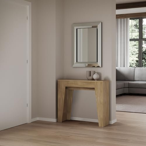 IMAGO FACTORY Marlow - Console extensible, table extensible, salle à manger, jusqu'à 181 cm, meuble console d'entrée moderne, table de cuisine extensible, fabriquée en Italie (chêne nature)