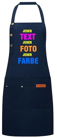 Generisch Schürze Personalisiert Mit Foto Oder Wunschtext,Grillschürze Für Männer-Kochschürze Herren,Grillschürze Für Männer Lustig Personalisierte Geschenke (blau)