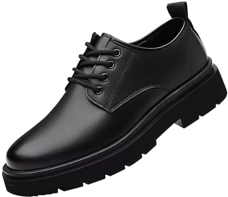 Zapatos de vestir formales para hombre, zapatos clásicos de cuero con cordones, zapatos Oxford para hombre, resistentes al desgaste, sin cordones, para conducir, caminar, suela gruesa, zapatos