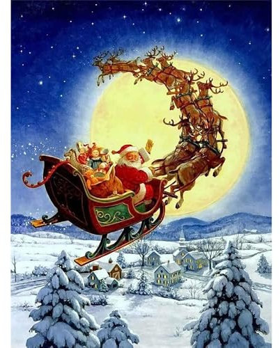 Gofission Kreuzstich Set Vorgedruckt Stickpackungen, Weihnachtsmann Klaus 11ct Stickset 30 x 40 cm mit Stoff Vorlagen für Erwachsene Anfänger