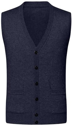Men's Wool Blend Gilets Sleeveless Sweater Cardigan Relax Fit V Neck Cable Knit Sleeveless Knitted Button Cardigan Mens Jumpers Mens Sweater Men's Sleeveless Jumpers & Knitted Gilets Dark Gray