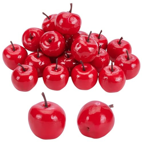 WADORN 20 Stück Künstliche Mini Äpfel. 35mm Rote Künstliche Äpfel Ornamente Dekorative Äpfel Weihnachtsmodelle Kleine Schaumäpfel Lebensechte Simulation Für Die Dekoration von Tischpartys Zu Hause