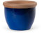 Teramico Pot de fleurs en grès émaillé avec bord marron - Fait main - 25 cm à 42 cm (bleu royal, 25 cm)