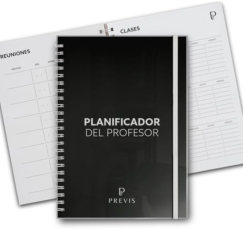 PREVIS Lehrerheft, A4, mit Monatsplaner, Wochenplaner, Unterricht, Notizen, Bewertung, Listen, Besprechungen, Zeitgenössischer Lehrerplaner, Lehrerbuch 2025 2026, Blätter 100 g, Schutzdeckel