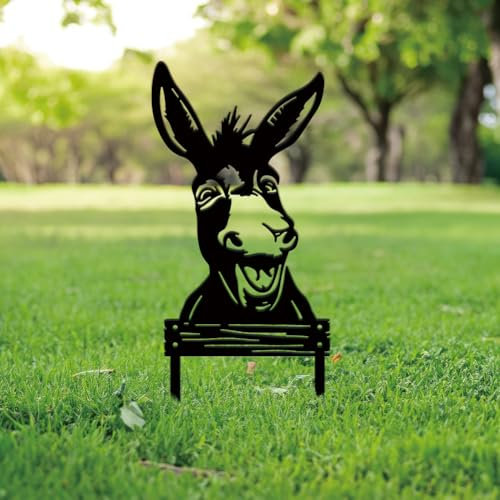 SUPERDANT Metall Esel Gartendekoration Esel Lustiges Schwarze Gartenstecker Silhouette Yard Art Für Draußen Dekorative Gartenstecker Metall Tiere Rasenschmuck Gartendeko Für Bauernhof Rasen Terrasse