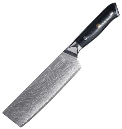 Cuchillo de chef de 67 capas de acero de Damasco, hoja 10Cr15MoV, afilado, for cortar, Santoku, Kiritsuke, cuchillo de cocina japonés, mango G10(7 inch Nakiri Knife)