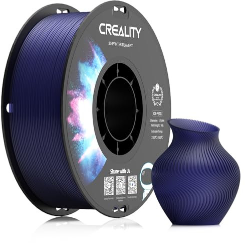 Creality PETG Filament 1,75 3D Druckerfilament:Hervorragende Zähigkeit Hohe Präzision Maßgenauigkeit +/- 0,02 mm, 1kg-Spule (2,2 lbs) Passend für Die Meisten FDM 3D Drucker,Transparentes Blau
