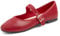 Feversole Women's Soft Breathable Mary Jane Memory Foam Cushioned Comfort Round Toe Metal Buckle Flats Walking Shoes Retro Red Napa Size UK 6.5