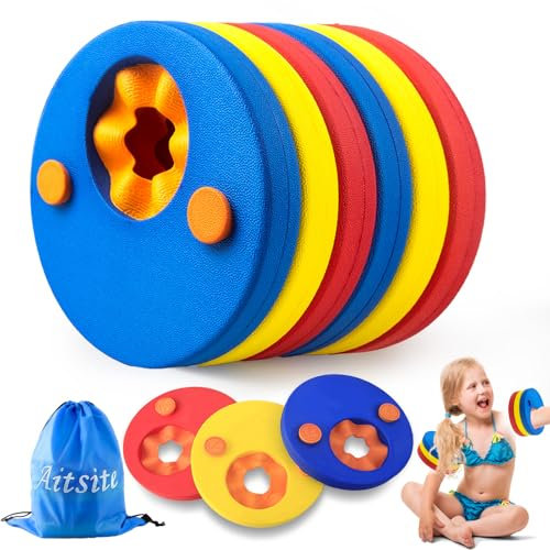 Aitsite 6PCS Manguitos Piscina para Niños, EVA bebé Flotadores de Piscina Espuma, Piscina Discos Flotadores, Manguitos Dolphin con Bolsa de Almacenamiento Portátil, para Niños de 2-6 años