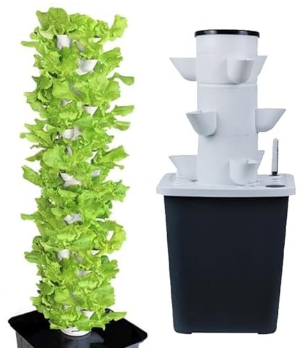 HFDJRWK Hydroponik-Turm-Set DIY Hydroponik-Farm-Turm Hydroponisches Pflanzsystem Kräuter- Und Gemüse-smart-Home-Indoor-gartensystem(15 Holes)