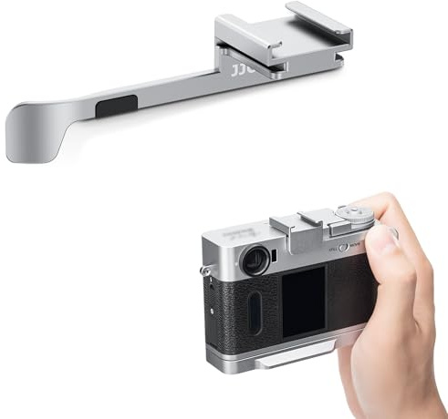 JJC Aluminiumlegierung Hot Shoe Mount Daumen Up Grip für Fujifilm X Halb DSLR Kamera Griff, Hot Shoe Cover Schutz, Extra Kalt Schuh Mount Design - Silber