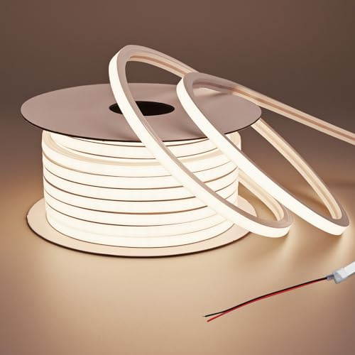 BENLUN 24V Neon LED Streifen Aussenbereich Wasserdicht 15m 10W/m | 3000K Warmweiß LED Strip Outdoor Spannungsfallfrei für Beleuchtung Deko Decke Terrasse hof Garten (Produkt ohne Netzteil)