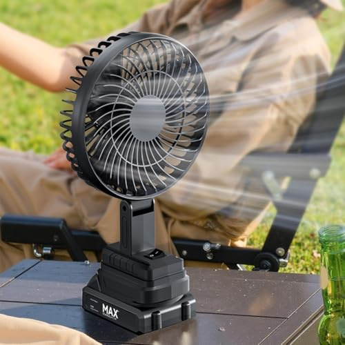 CNANRNANC Portable Rechargeable Fan 10W Industrial Grade Motor 180 Degree Oscillation Battery Powered for Car Camping Office Desktop