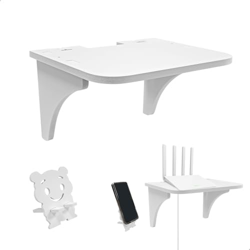 xtemtoamz Router Rack,Soporte Router Pared, Coloque El Routers,El Decodificador Y El Proyector,Adecuado para Su Uso en Oficinas,Salones Y Dormitorios,1 Piezas+Soporte para Móvil