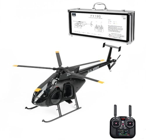 RC Little Bird Hubschrauber, YU XIANG F119S MD500 im Maßstab 1:16, 2,4 GHz, 9 Kanäle, mit flybarless Rotorkopf, 6G/3D umschaltbare Modi, zu öffnendes Cockpit, leistungsstarker bürstenloser Motor (RTF)