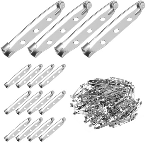 Zhujiehigh 100 Stück Broschennadeln, Silber, 38mm | Sicherheitsnadeln und Anstecknadeln, Silber, 38mm, zum Basteln, für Schmuck und Handarbeiten, mit Verschlussspange.
