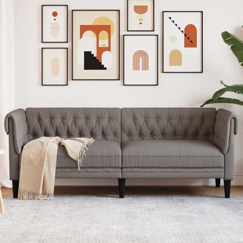 Frdhee Couch Für Wohnzimmer Eckcouch,Chesterfield Sofa 3 Sitzer Taupe Stoff,Für Wohnzimmer Schlafzimmer Wohnung Büro