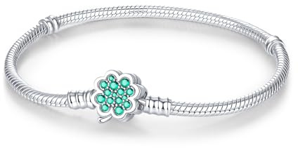 BOIGEGU Armband Damen 925 Sterling Silber Kleeblatt Armbänder Moments Irische Schlangen-Gliederarmband Armkette Valentinstag Muttertag Geburtstags St. Patricks Day Geschenk für Frauen Freundin Mama