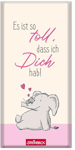 STEINBECK Liebe Geschenk-Schokolade 100g Tafel Es ist toll, dass es dich gibt Freundschaft Elefant Maus