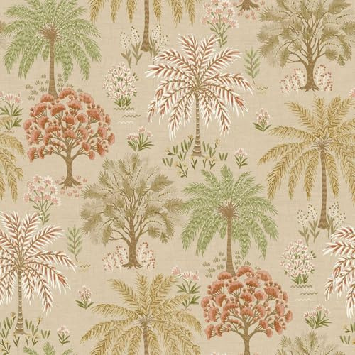 Holden Odyssey Tropical Palm Trees Wallpaper - Soft Coral & Beige Neutral Tones - Coastal Style Feature Wall Decor (14290)