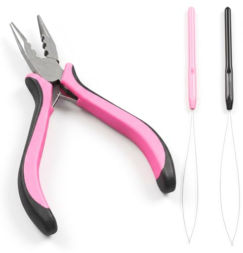 HaarverlängerungsZange 3 Loch Microring Extensions Zubehör Mini Hair Extension Zange Microringe Nanoringe Extension Zange für Friseure DIY Haarverlängerungen Entfernen von Bonding Extensions