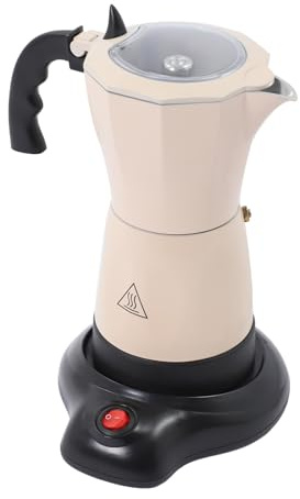 ClearFragrans Macchina da caffè elettrica da 300 ml, caffettiera espresso per 6 tazze, caraffa Italia Mokka, valvola di sicurezza One-Touch, base a 360°, portatile, per casa e viaggi, bianco