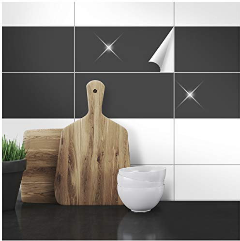 Wandkings Fliesenaufkleber - Wähle eine Farbe & Größe - Anthrazit Glänzend - 30 x 60 cm - 300 Stück für Fliesen in Küche, Bad & mehr