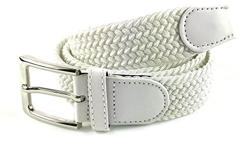 MYB Cintura elastica intrecciata per Uomo e Donna - diversi colori e dimensioni (115-120 cm, Bianco)