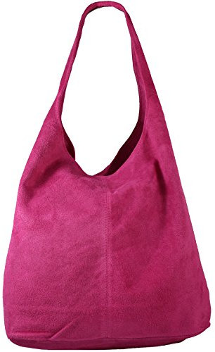 Freyday Sac à main en cuir pour femme - Sac à main en daim - Aspect métallique - - rose bonbon,