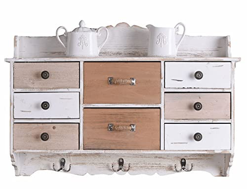 Retro Wandschrank Küchenregal Wandboard Wandregal Küche 45x60 cm Natur Handtuchhaken Wandablage mxa075 Palazzo Exklusiv