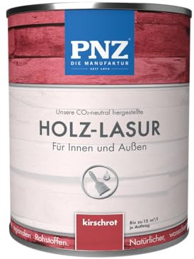 PNZ Holzlasur für Innen und Außen | lösemitttelfreie Farblasur | Nachhaltig hergestellt mit regionalen Rohstoffen | für alle Hölzer, auch Bienenhäuser, Gebinde:0.75L, Farbe:kirschrot