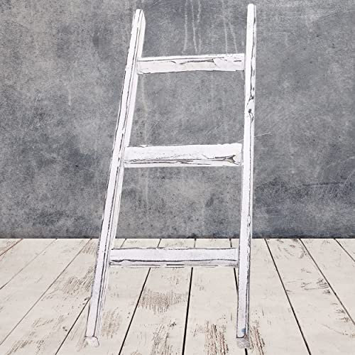 Obstkisten-online Weiße Vintage Leiter aus Holz mit Sprossen - NEU - 100 cm - Deko Element im Landhausstil für EIN gemütliches Zuhause