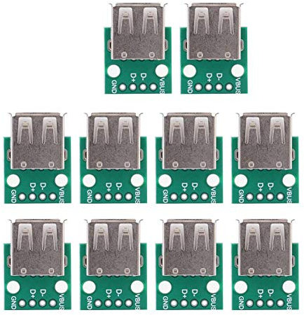 Yosoo Health Gear 10 Piezas Placa de conexión USB 2.0, Placa de conexión Hembra USB Tipo A, Convertidor de Adaptador USB a Dip, Placa de conexión de 2,54 mm Tablero de Clavijas de 4 Pines