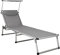 HOMECALL Aluminium Folding Sun Lounger with Sunroof Textilene Fabric - Light Grey