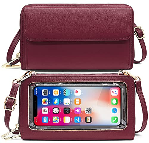 HNOOM Handytasche zum Umhängen Damen Handtasche Touchscreen Handytasche mit Geldbörse RFID Schutz Handy Geldbeutel Umhängetasche Damen Klein Crossbody Schultertasche Passt Handy unter 6,9