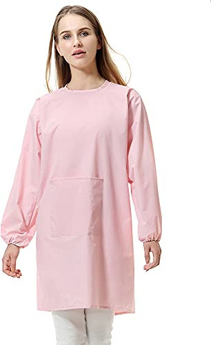 TopTie Langarm Schürze für Damen Malkittel Erwachsene Malschürze Bastelschürze mit einer Fronttasche