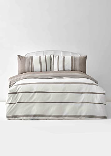 KARACA Home Brown Dobby gewebtes Doppelbett-Bettwäsche-Set, (200 x 200 cm Bettbezug + 160 x 200 + 27 cm Spannbettlaken + 2 x 50 x 75 cm (Kissenbezug), Baumwoll-Viskose, Dobby-gewebt, Bestickt,
